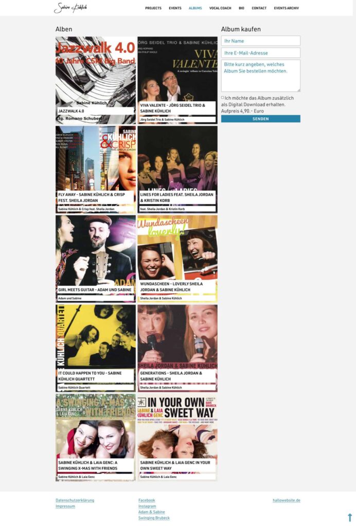 Musik-Album Cover von Sabine Kühlich mit Jazz-Design und Saxophon.