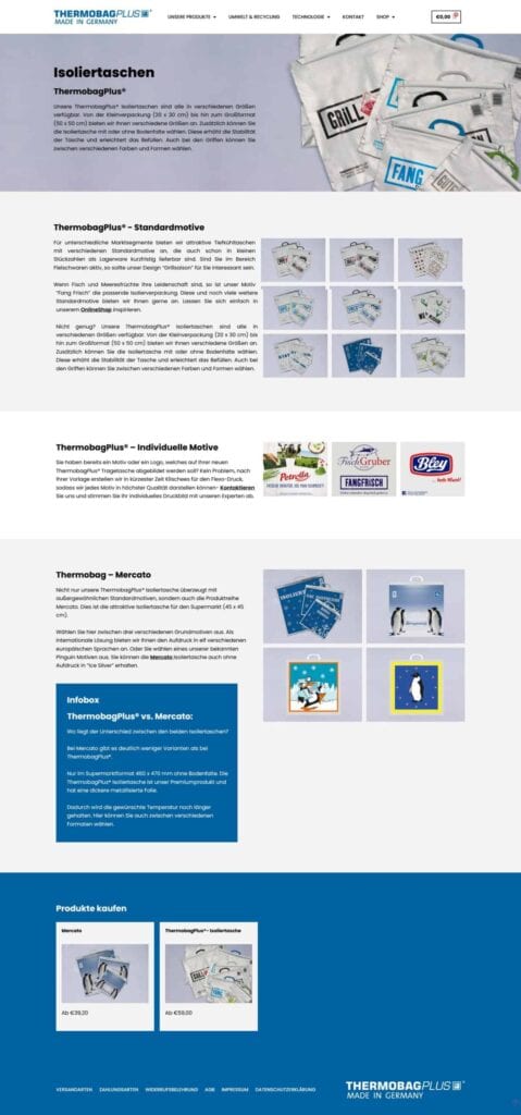 Hochwertige Thermobag Plus® Isoliertaschen in verschiedenen Größen, ideal für Lebensmittel und Outdoor-Aktivitäten.