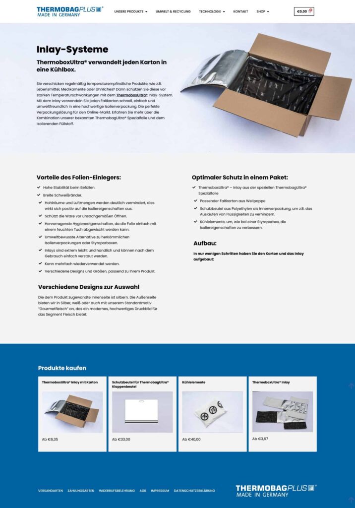 Hochwertiges Inlay-System für ThermobagUltra, ideal zum sicheren Umfüllen kühlkritischer Produkte, umweltfreundlich und leicht.